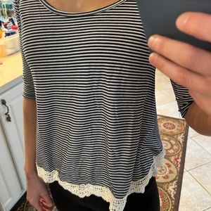 Navy and white striped crop top